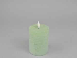 LED candle, 10 light green, D7.6xH10cm, remote/off/timer-6 hours, FB optional, 2xAA