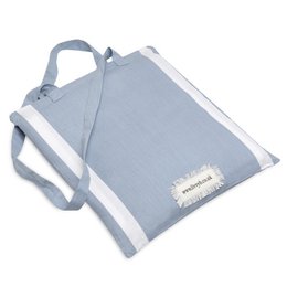 Juego de funda nórdica y almohada con rayas gruesas reversibles en azul frío