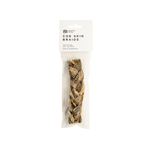 Dried Cod Skin Braid Natural Single Ingredient Dog Treat
