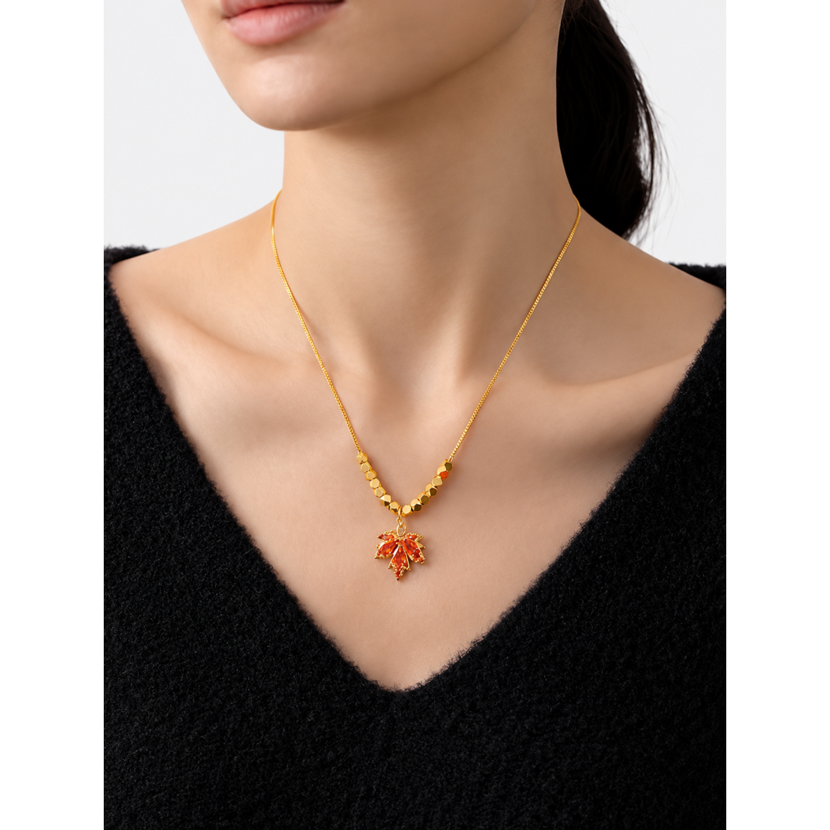 Herfst esdoorn stenen hanger ketting