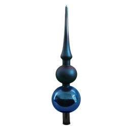 Elegant azure blue Christmas tree decoration with lace accents, measuring 31 cm in height.
