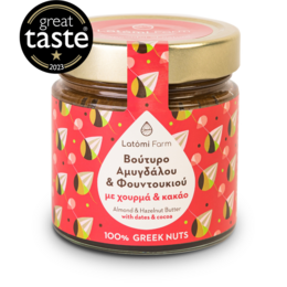 Almond and hazelnut butter with dates and cacao, a creamy and nutty spread made with 100% Greek nuts.