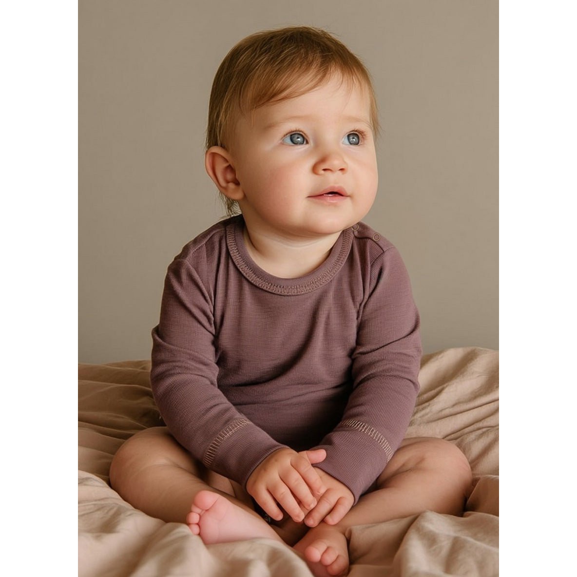 Langærmet uld body - Merinould - Twilight Mauve