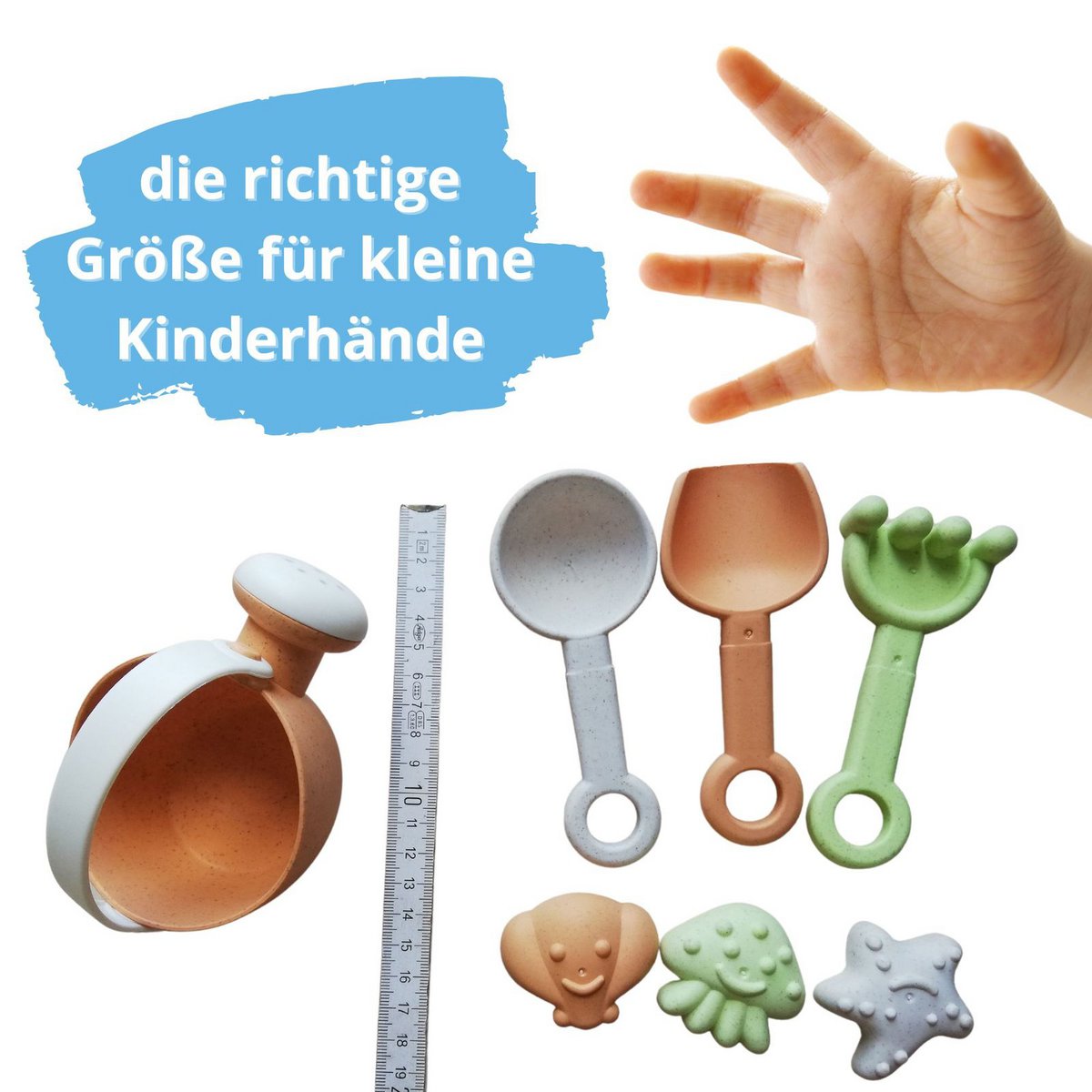 Il mio primo giocattolo di sabbia per bambini, 7 pezzi. Mini set da gioco con la sabbia con annaffiatoio, mix di paglia di grano in plastica
