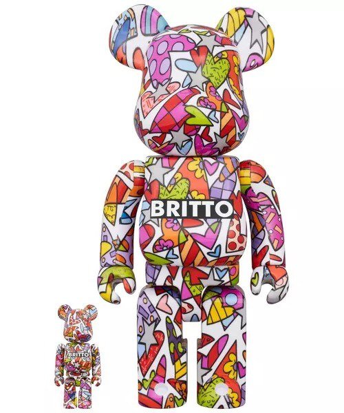 400% & 100% Bearbrick Set - Romero Britto (Hearts)