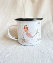 Sirene in tazza smaltata | Tazza | Tazza per bambini | Ragazza | Sirena | Sott'acqua | Acquerello | Acquerello || CUORE E CARTA