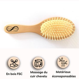 Haarbürste aus Holz – entwirrend, antistatisch und umweltfreundlich – 109 weiche Stifte auf Kissen für angenehmes Bürsten mit Massageeffekt