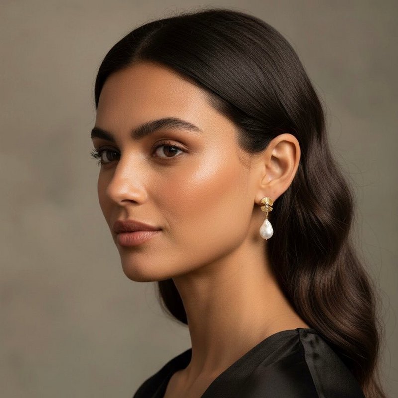 Sulia - boucles d'oreilles avec perle naturel keshi 18K plaqué d'or