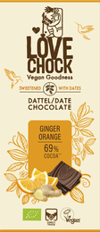 Cioccolato addolcito con date arancione zenzero 69% cacao - biologico, vegano, resistente
