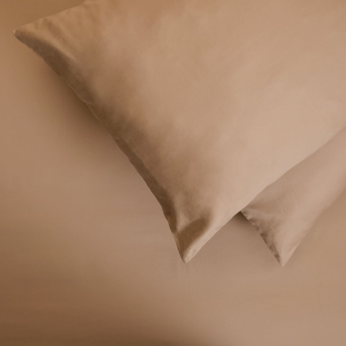 Housse de coussin - Satin de coton 400 fils au pouce - Beige S'il vous plaît !