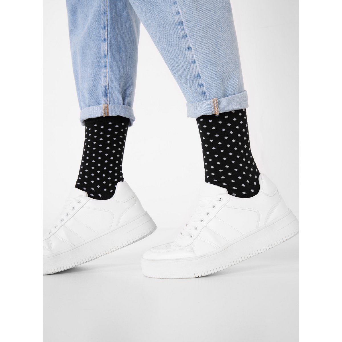 Calzini organici a pois - Calzini neri con pois bianchi