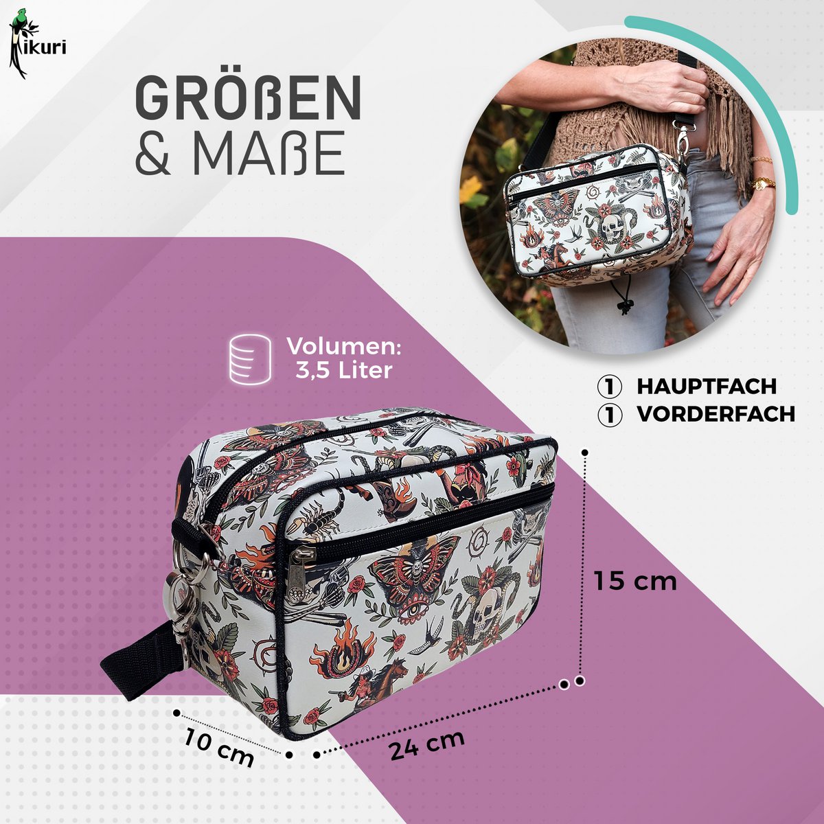 Lenkertasche Fahrradtasche für Lenker mit abnehmbarem Schultergurt Wasserdicht Bike Bag - Cowgirl