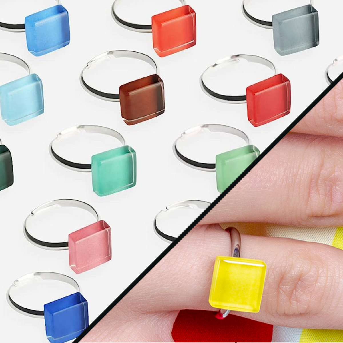 Minimalist ring with stone • 10mm • adjustable in size / individual / sustainable