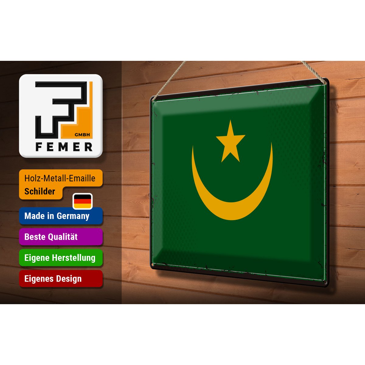 Tin Sign Flag Mauritania 40x30cm Retro Flag