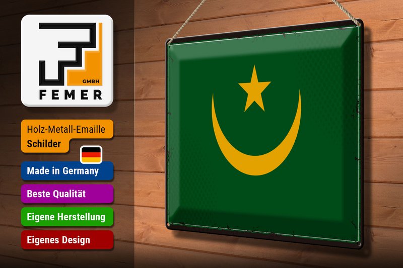 Tin Sign Flag Mauritania 40x30cm Retro Flag