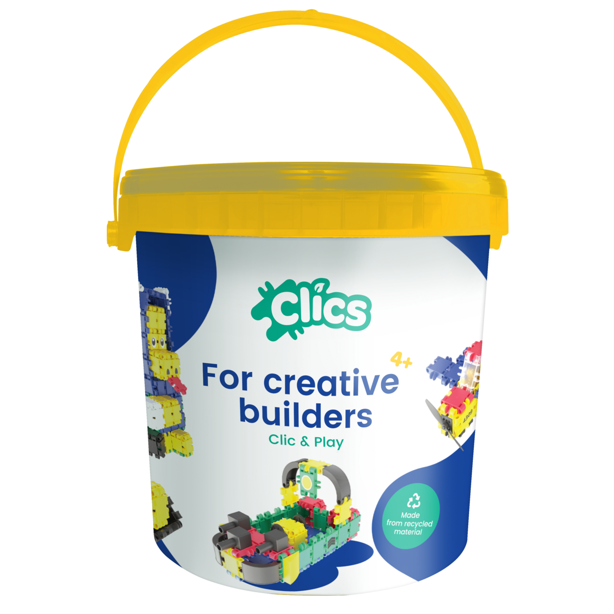 Clics building blocks– DURABLE TOYS made of RECYCLED PLASTIC (Made in Belgium)- building set 10 in 1