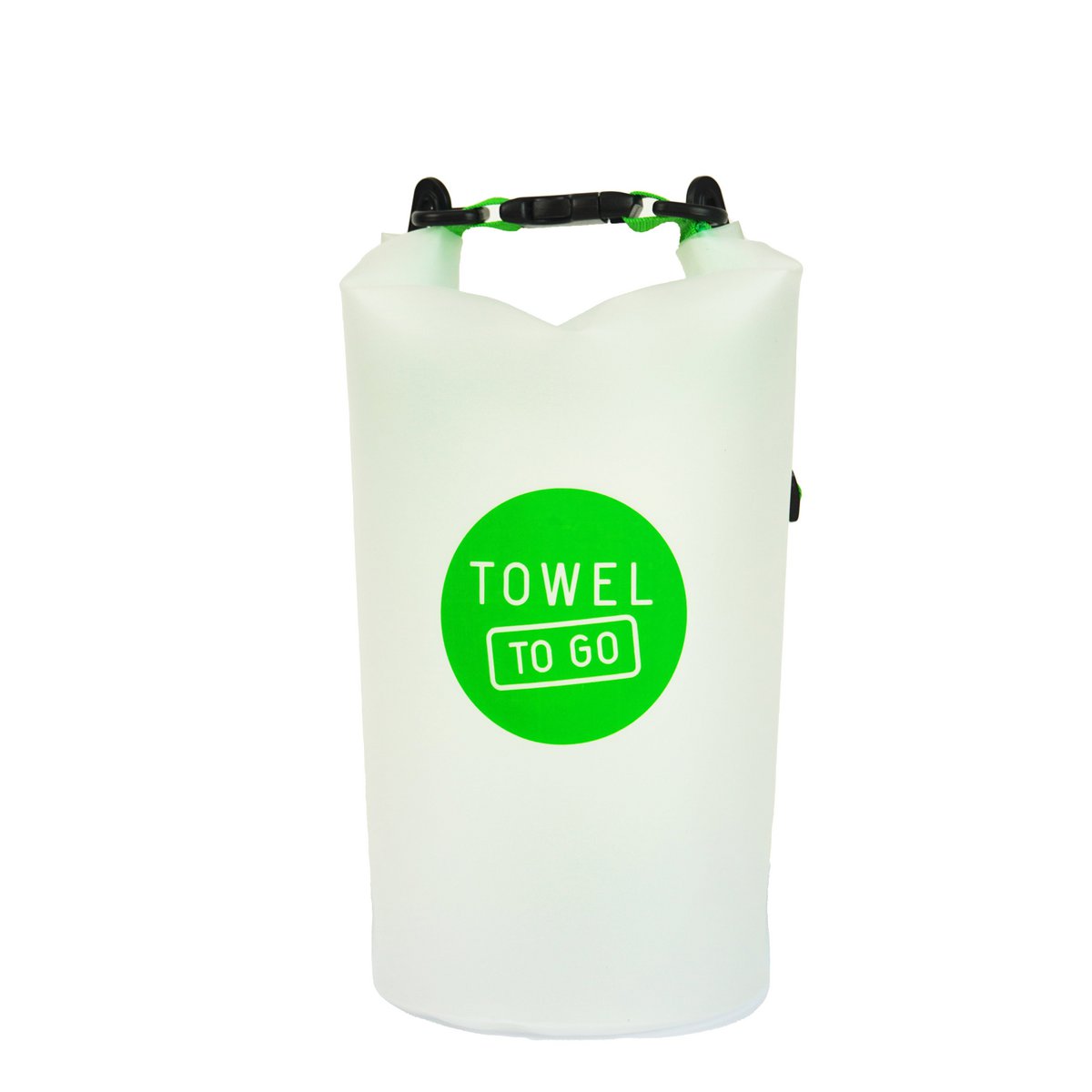 TOWEL TO GO Roll N Go Dry Bag 5L | Wasserdichte transparente Strand-Pool-Surftasche | Grün