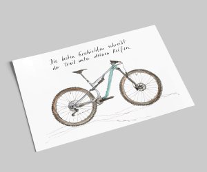 Mountainbike Postkarte | Die besten Geschichten schreibt der Trail unter deinen Reifen | NEUAUFLAGE