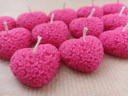 Heart Shaped Beeswax Tealight Candles - Pink Color