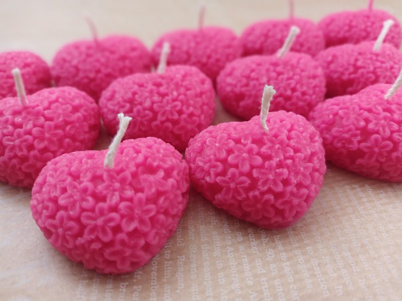 Heart Shaped Beeswax Tealight Candles - Pink Color