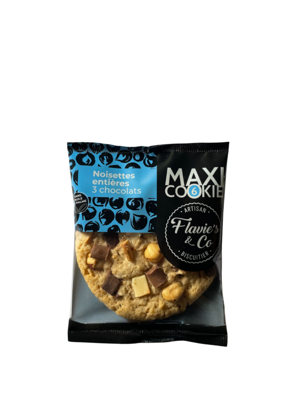 Maxi Cookie noisettes entières - 3 chocolats