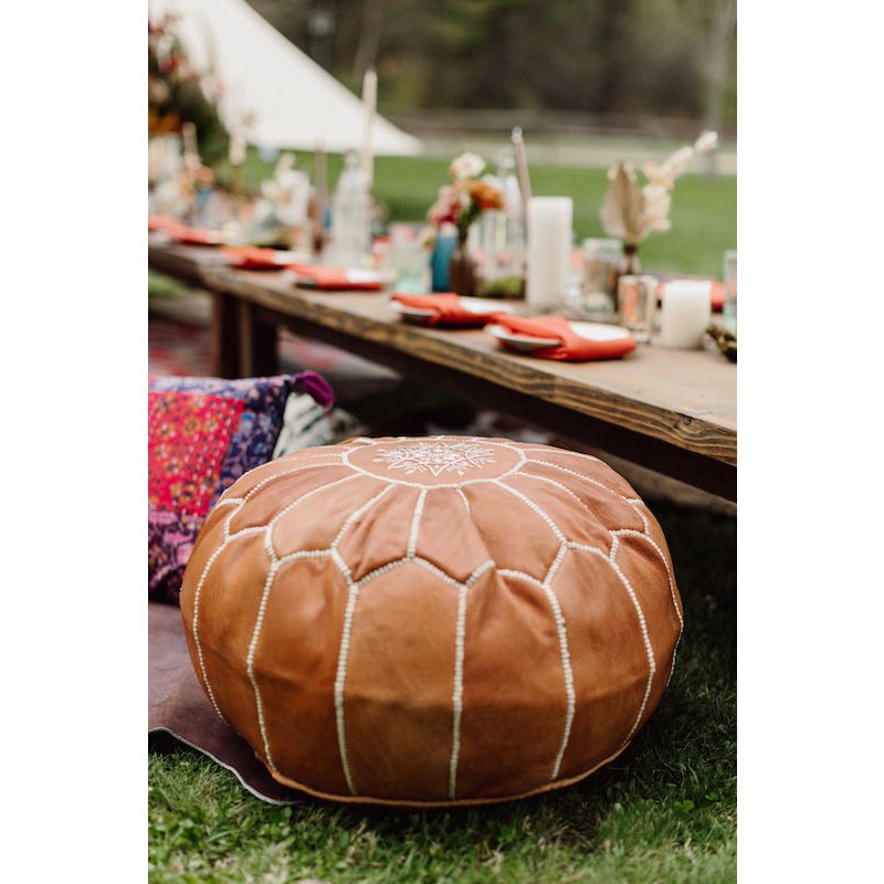 Handcrafted Moroccan Leather Pouf – Premium Leather Ottoman