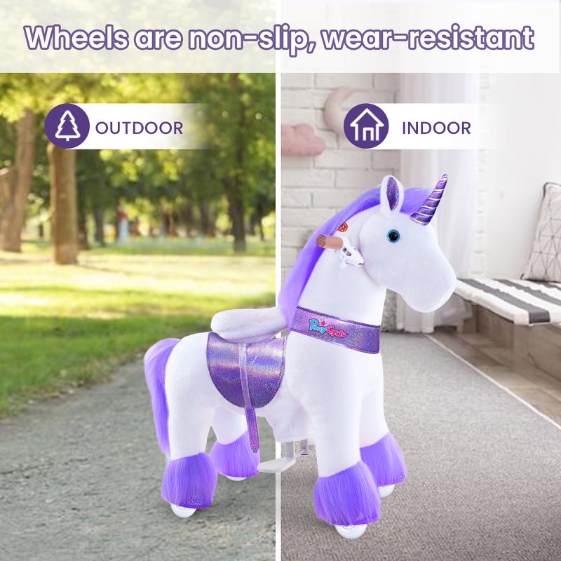 Ponycycle Ride su Toy Purple Unicorn | Età 4-7 | Peluche giocattolo da giro per animali | Classic U migliori regali