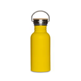 Rustfrit stål drikkeflaske bambus låg 500 ml stål Gul