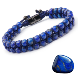 Men's LAPIS LAZULI Double Bead Bracelet - A stylish beaded bracelet featuring deep blue lapis lazuli stones in a double-strand design.