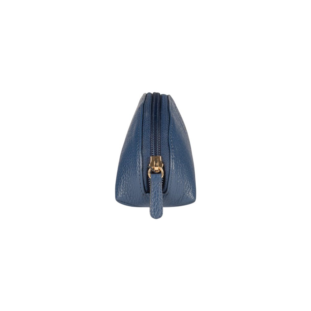 RB1088D | Astuccio/Pochette a Mezzaluna Made in Italy in Vera Pelle grana Dollaro. Colore Blu
