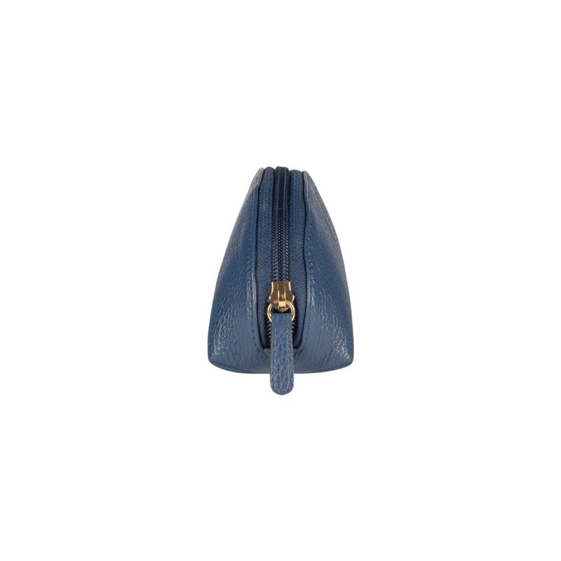 RB1088D | Astuccio/Pochette a Mezzaluna Made in Italy in Vera Pelle grana Dollaro. Colore Blu