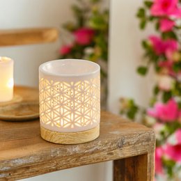 Quemador de perfume serie Céramy – Flor – Portavelas de cerámica lacada – Difusión de ceras aromáticas, aceites esenciales – Idea decorativa de regalo