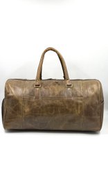 Borsa da viaggio fatta a mano in pelle marocchina verde oliva - Borsone artigianale "Forest Moss" a 6 tasche con scomparto per scarpe dedicato