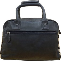 Tas dames zwart leer met korte en lange hengsels | Stijlvolle dameshandtas van leer