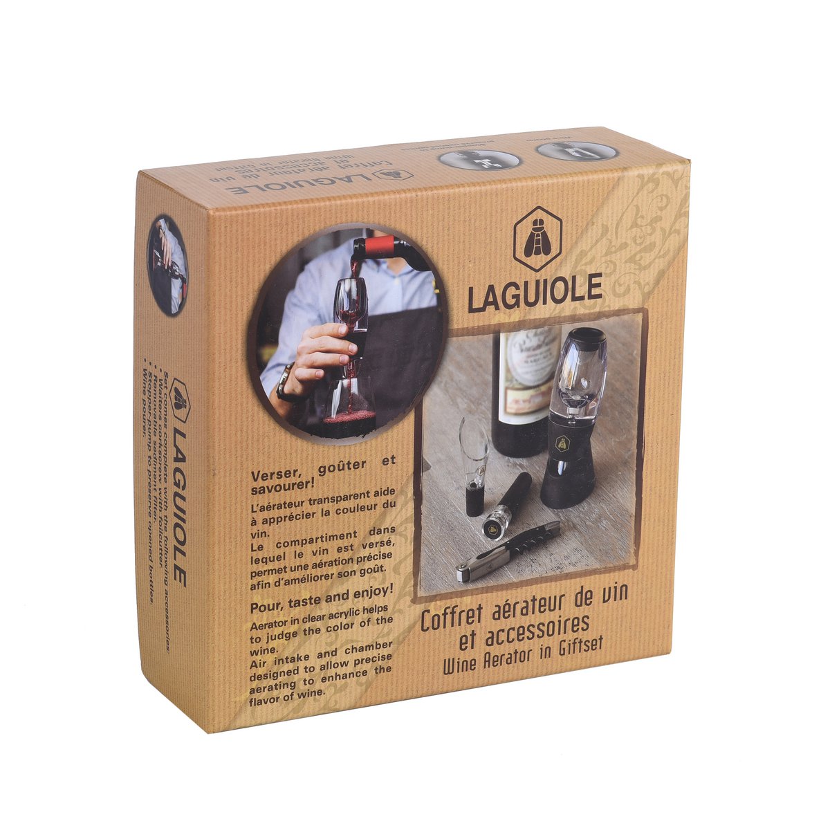 LAGUIOLE COFFRET VIN WINE AERATOR GIFTSET 4 ACCESSORIES