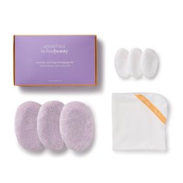  A makeup remover set consisting of a soft, pink sponge and a white cleansing pad. The set is designed for gentle and effective makeup removal.