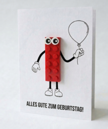Tarjeta postal con globo de cumpleaños – Ladrillo de construcción LEGO