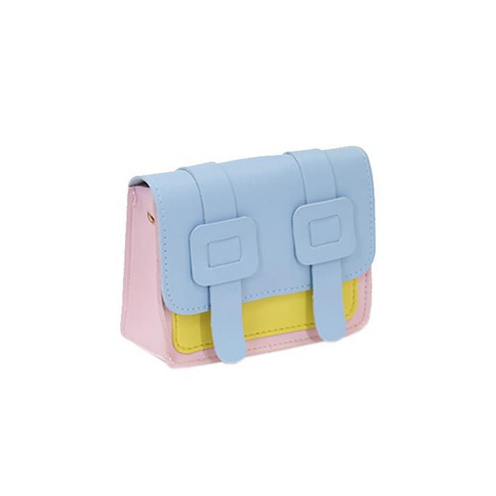 Children's shoulder bag - Tamara the little pink and blue satchel