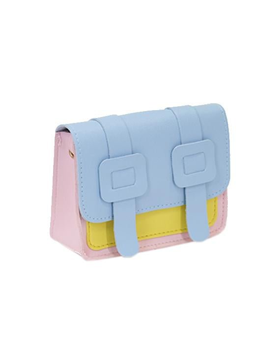 Children's shoulder bag - Tamara the little pink and blue satchel