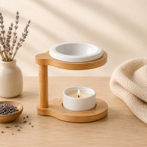 Parfümbrenner der Simplicity-Serie – Ronda – lackierte Keramik und Bambus – Geschenkidee – einfache, moderne Dekorationskopie