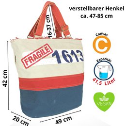 Sunsa XXL Damen Handtasche. Große Tasche aus Canvas. Vegane Strandtasche/Sporttasche. Weekender in Vintage Retro Stil