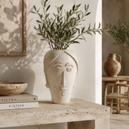 Antike weiße Frauenkopfvase, hergestellt in Italien, H 36 x Ø 24 cm