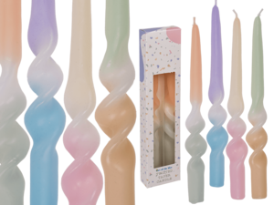 Twisted taper kaars met kleurverloop, Pastel,