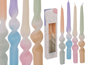 Twisted taper kaars met kleurverloop, Pastel,