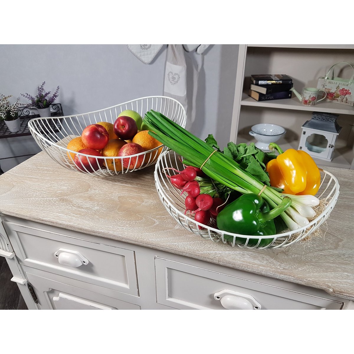Antique white bowl - pair 38cm