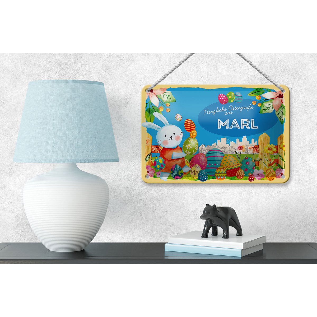 Targa in metallo Pasqua Auguri di Pasqua 18x12 cm MARL decorazione regalo
