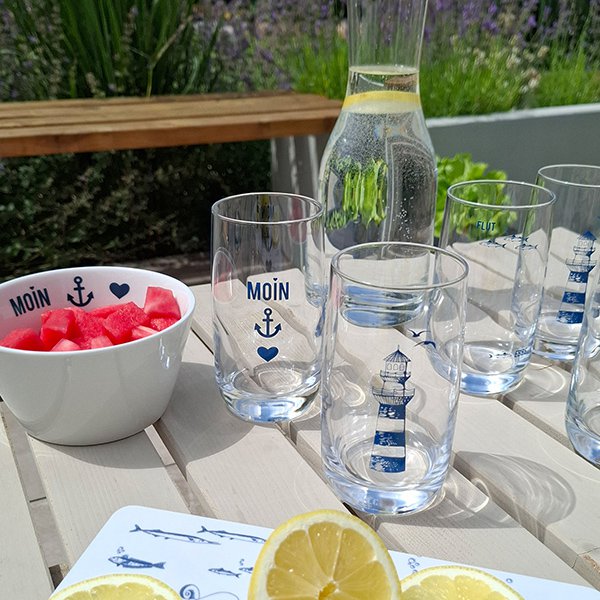 Szklanka do long drinków wykonana z kryształu „Ebb & Flow” – wzór morski, wyprodukowana w UE