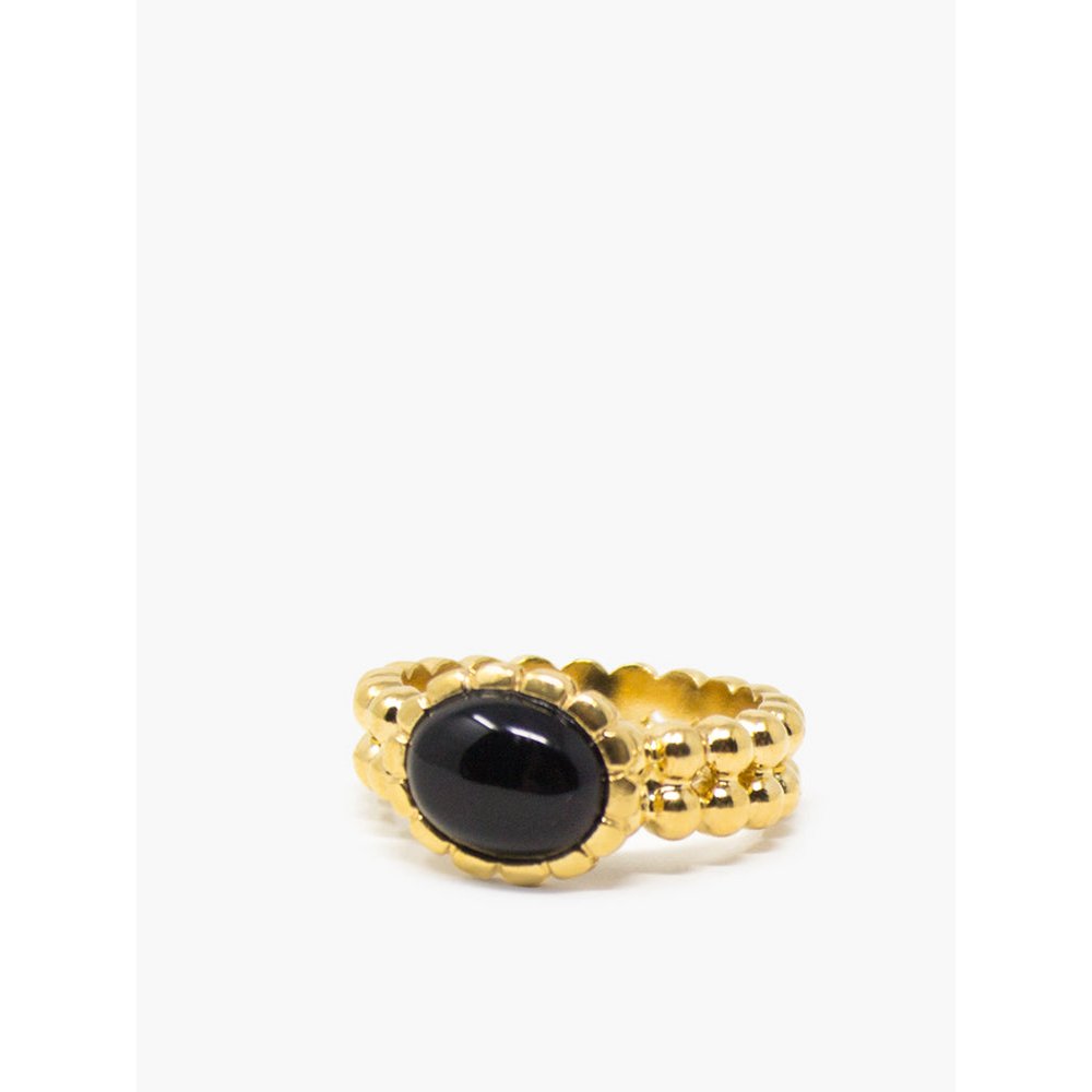 Forgyldt Onyx båndring