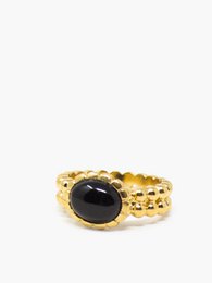 Anillo de banda de ónix chapado en oro