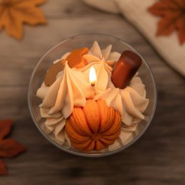 LAVURI Spicy Pumpkin Dessert Candle CUP, cinnamon scent handmade bio vegan soy wax - Duftkerze